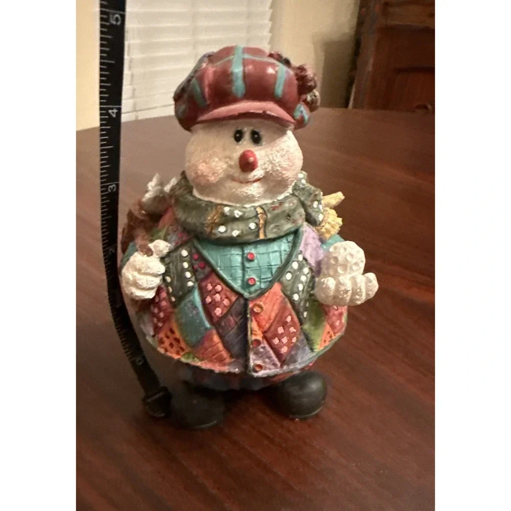 Christmas Snowman Golfer Figurine Holiday Decoration Resin Vintage 2002 5 in.